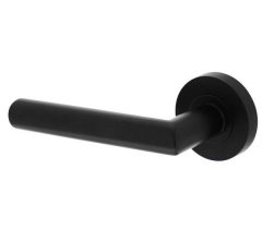 Intersteel Enkele deurklink links Bastian op ronde rozet 53x8mm met nokken mat zwart