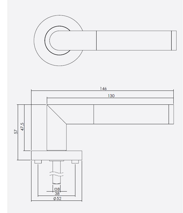 Intersteel Enkele deurklink links Bastian op ronde rozet 53x8mm met nokken mat zwart - Afbeelding 2