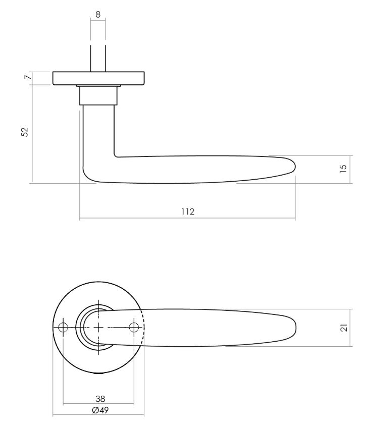 Intersteel deurklink Sophie met rozet ø49x7mm verdekt mat zwart - Afbeelding 2