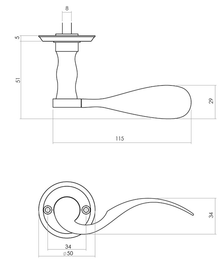 Intersteel deurklink Lepel met rozet ø50x5mm schroefgat mat zwart - Afbeelding 2