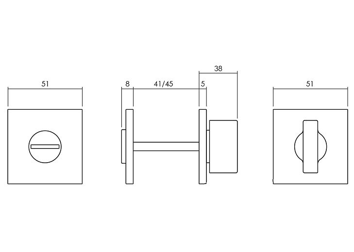 Olivari rozet toilet-/badkamersluiting vierkant nikkel mat titaan PVD - Afbeelding 2