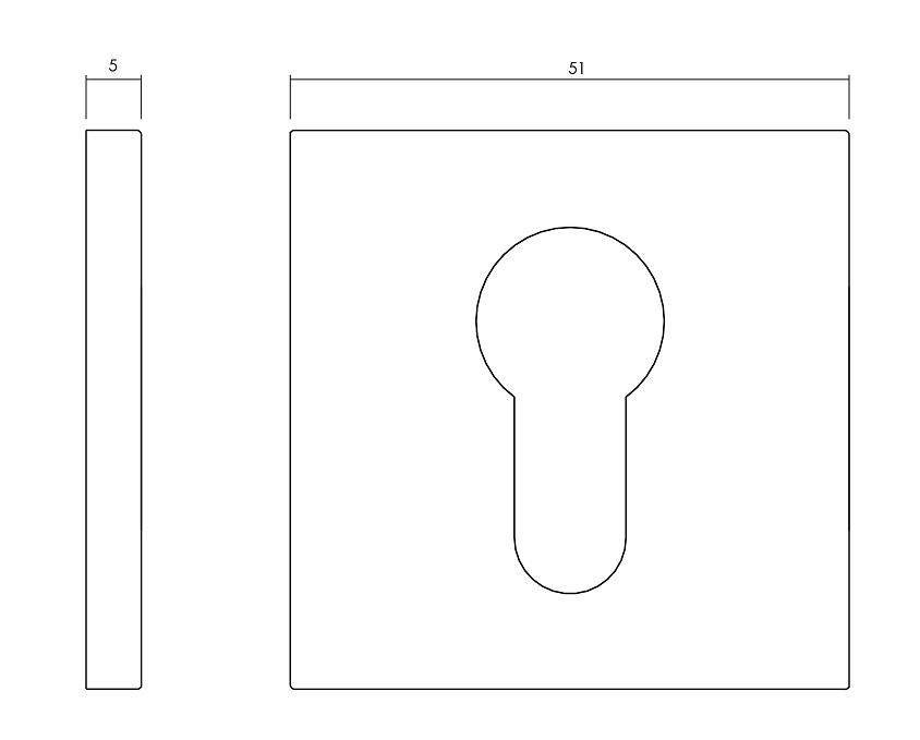 Olivari rozet vierkant met profielcilindergat brons mat titaan PVD - Afbeelding 2