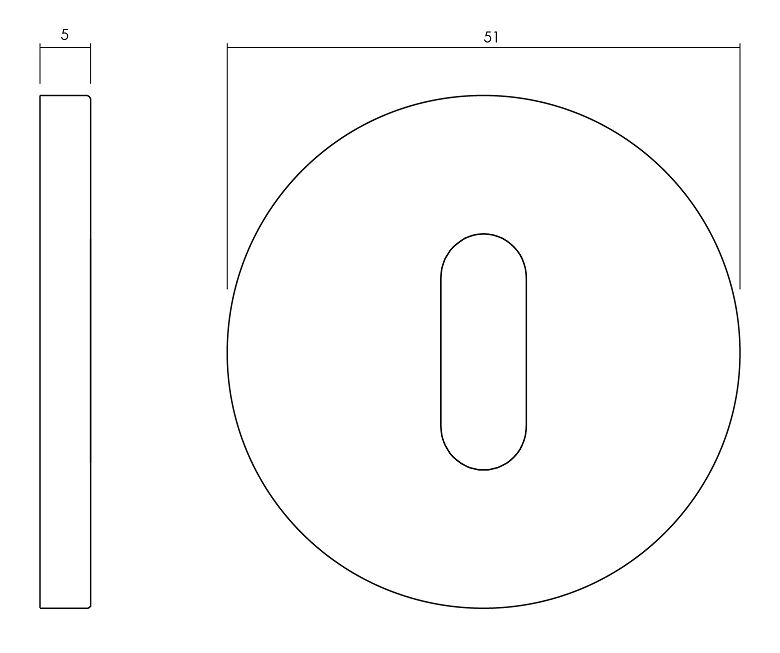 Olivari rozet rond met sleutelgat messing titaan PVD - Afbeelding 2