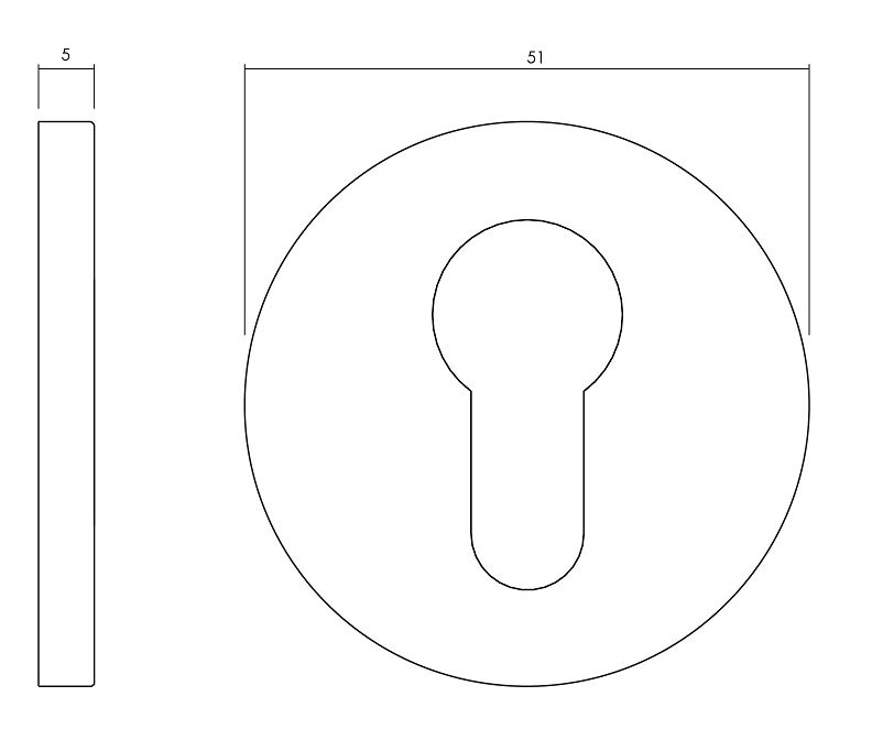 Olivari rozet rond met profielcilindergat nikkel mat titaan PVD - Afbeelding 2