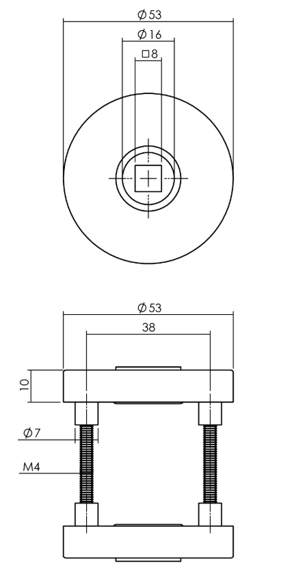 Intersteel rozetten massief ø53x10mm verdekt met nokken en veer, geheel rvs - Afbeelding 2