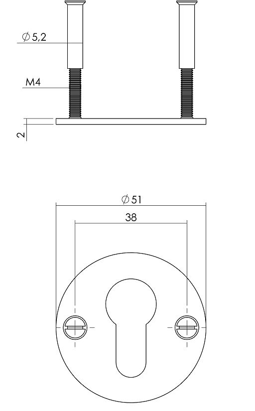 Intersteel cilinderrozetten ø50x2mm rvs - Afbeelding 2