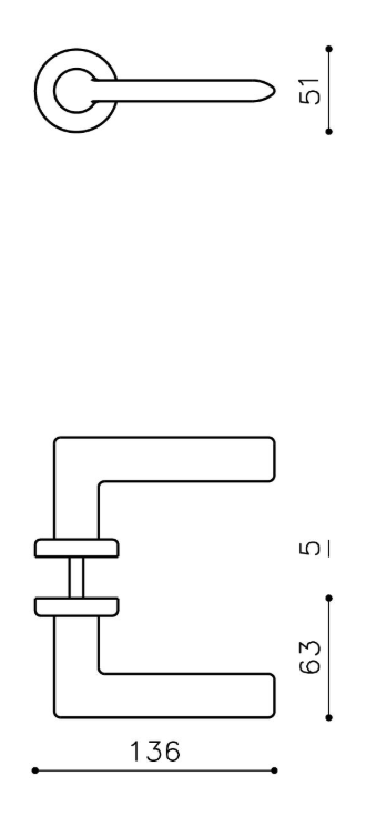 Olivari deurklink Tecno op rozet messing titaan PVD - Afbeelding 2