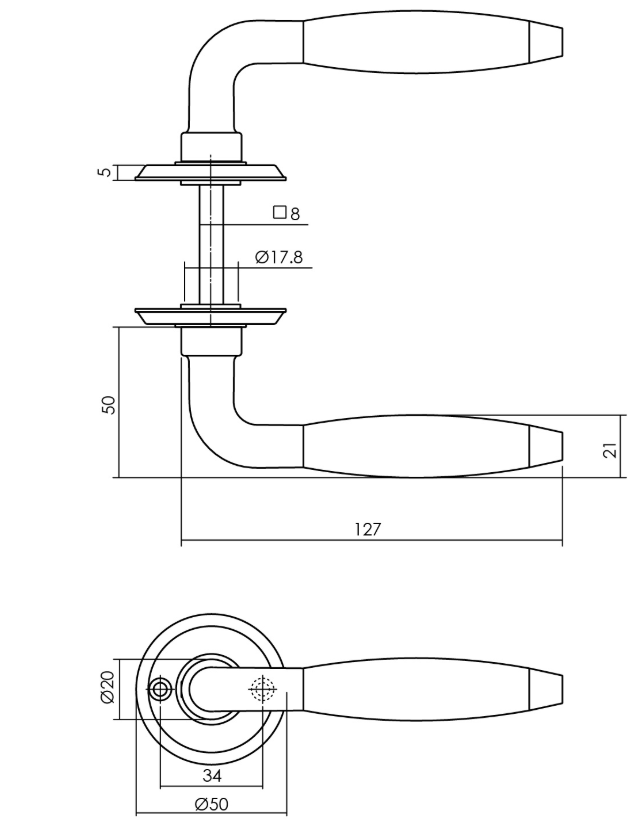 Intersteel deurklink Antonnet met rozet ø50x5mm schroefgat nikkel - Afbeelding 2