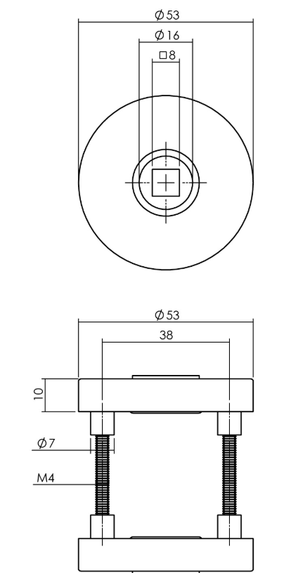 Intersteel rozetten massief ø53x10mm verdekt met nokken en veer, geheel rvs, mat zwart - Afbeelding 2