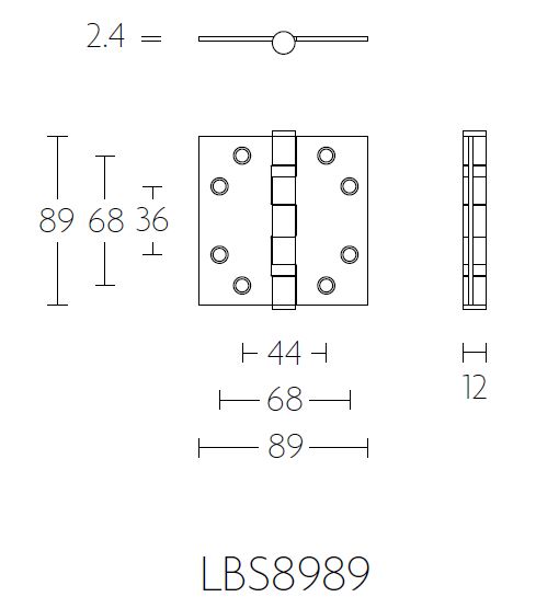Kogellagerscharnier BASICS LBS8989 Rechte Hoek rvs gepolijst - Afbeelding 2