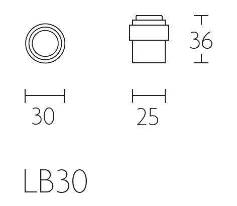 Deurstop BASIC LB30 PVD mat Goud - Afbeelding 2