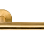 Deurklink Jolien op ronde rozet PVD mat Goud