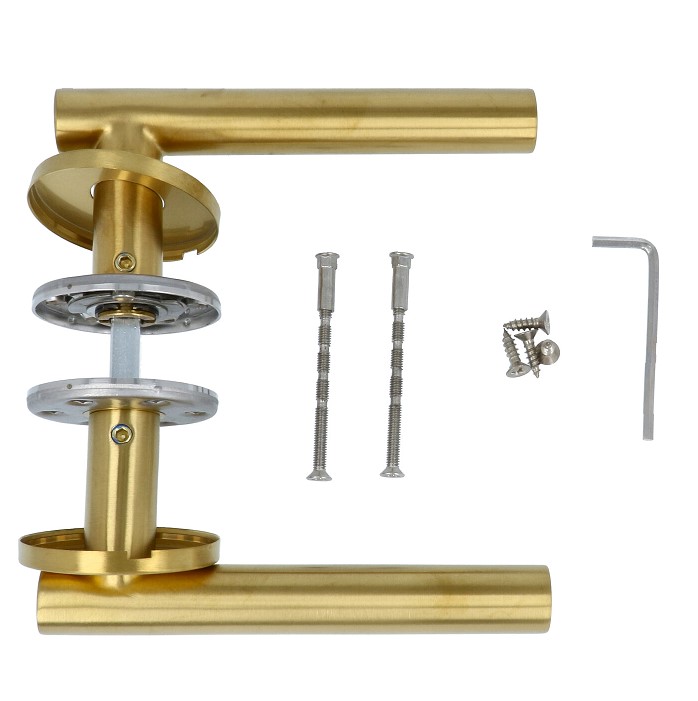 Deurklink Jolien op ronde rozet PVD mat Goud - Afbeelding 3