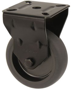 Bokwiel zwart met bevestigingsplaat 75 mm