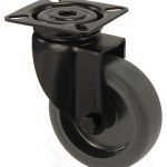 Zwenkwiel zwart met bevestigingsplaat 75 mm