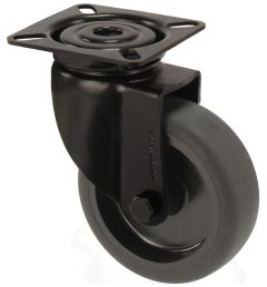 Zwenkwiel zwart met bevestigingsplaat 75 mm