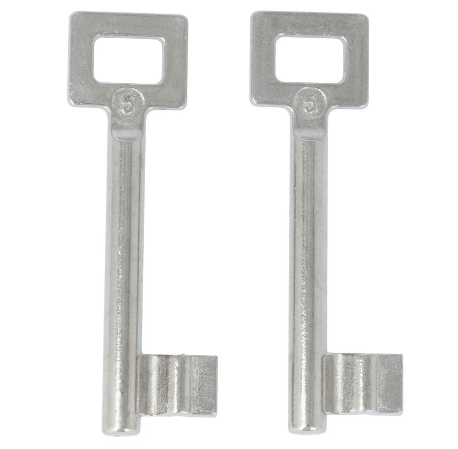 2 Sleutels Nr. 5 voor Binnendeursloten BB Van Dulimex