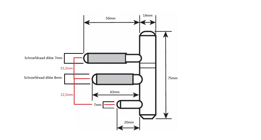 Inboorpaumelle voor houten deuren en kozijnen zwart - Afbeelding 2