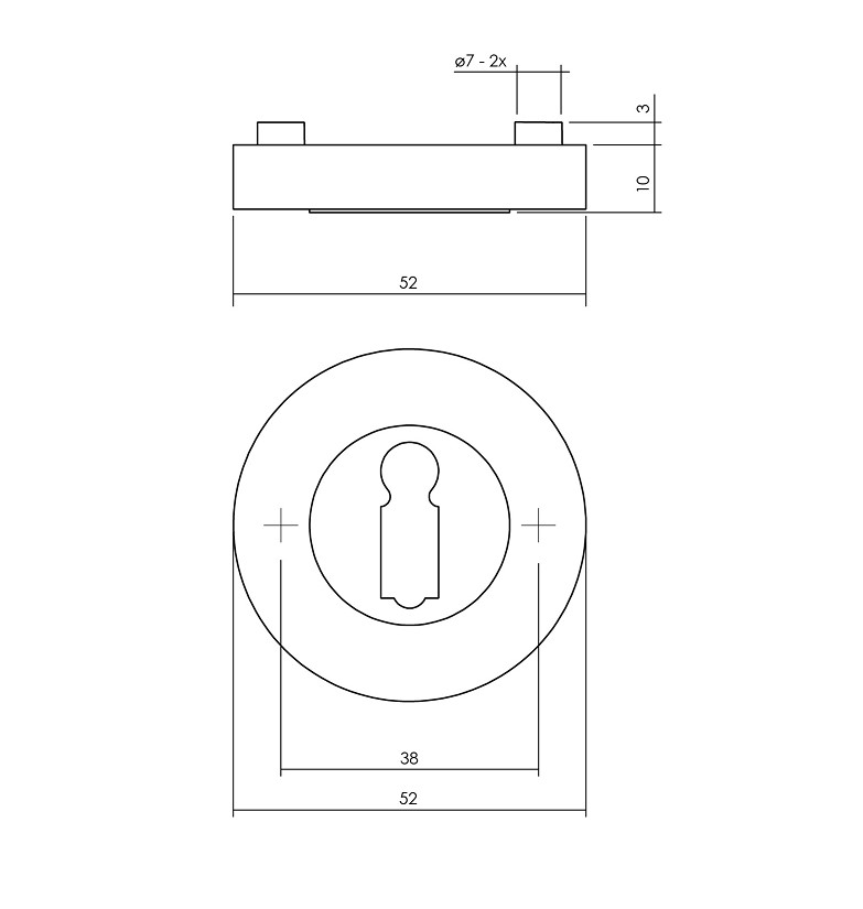 Intersteel sleutelrozetten verdekt ø52x10mm met nokken wit - Afbeelding 2