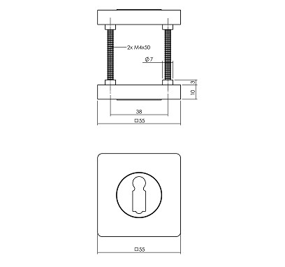 Intersteel sleutelrozetten verdekt 55x55x10mm met nokken wit - Afbeelding 2