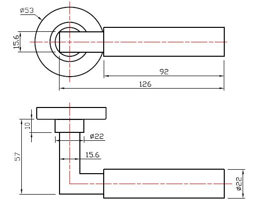 Deurklink Bauhaus massief rvs - Afbeelding 2