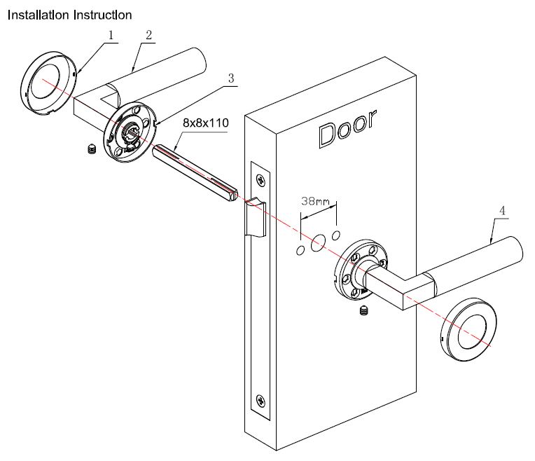 Deurklink Bauhaus massief rvs - Afbeelding 4