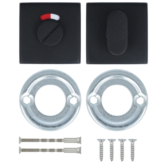 Toilet-garnituur rvs/zwart vierkant (rood/wit) - Afbeelding 2