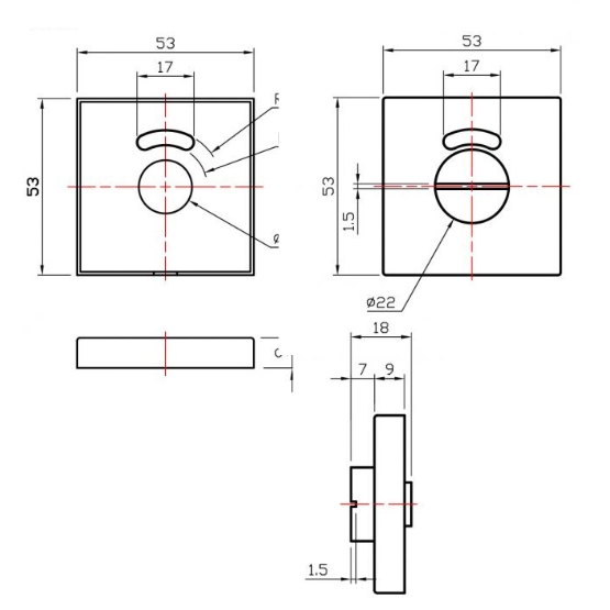 Toilet-garnituur rvs/zwart vierkant (rood/wit) - Afbeelding 3