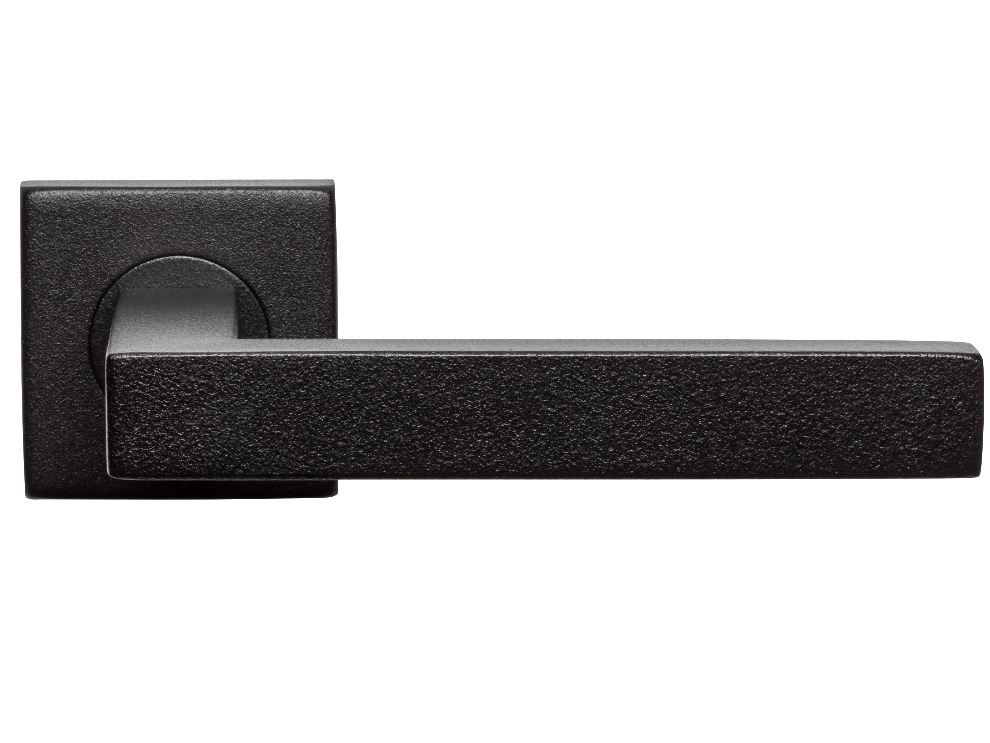 Deurklink Basis Vierkant op rozet rvs/zwart