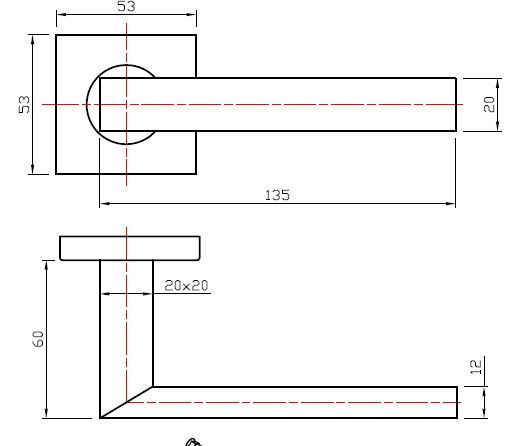 Deurklink Basis Vierkant op rozet rvs/zwart - Afbeelding 2