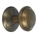 Voordeurknop Rond Met Rand op Rozet messing Antiek