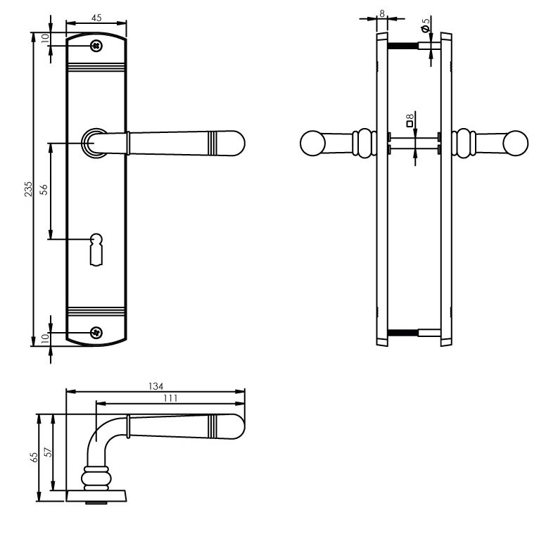 Intersteel deurklink Helena op schild SL56 messing Gelakt - Afbeelding 2
