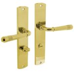 Intersteel deurklink Helena op schild WC63/8 messing Gelakt