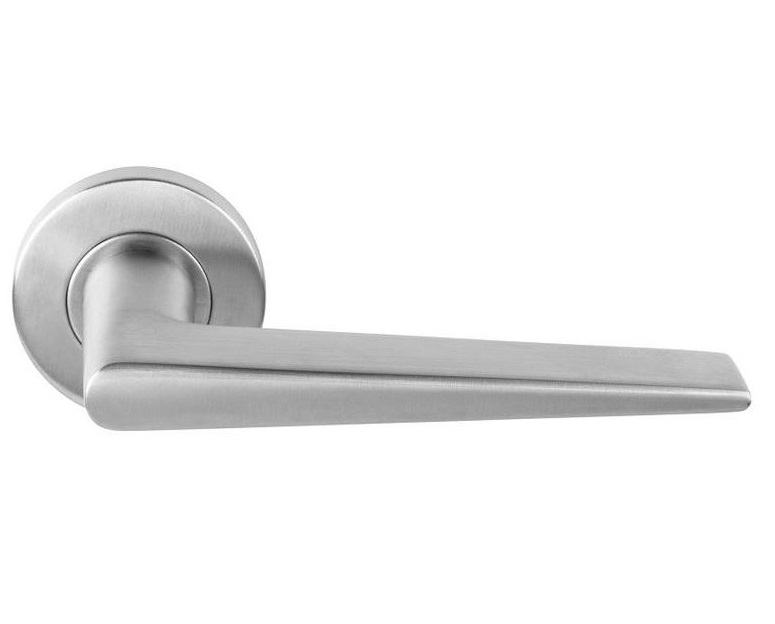 Deurklink Wig op ronde rozet mat rvs