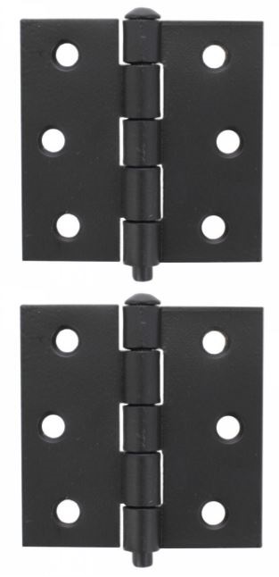 Scharnier Vaste pen 63x63 mm rechte hoek zwart