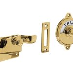 Intersteel wc-overslag met bocht en tekst “VRIJ / BEZET” messing ongelakt