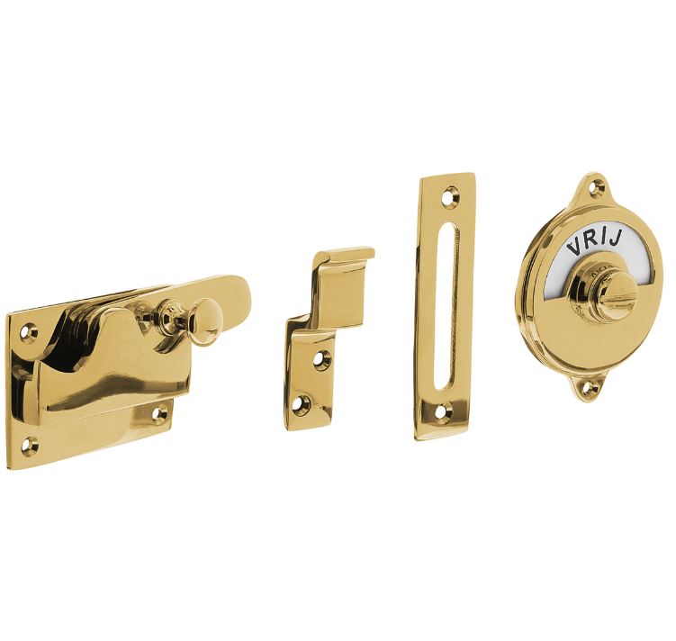 Intersteel wc-overslag vlak en tekst “VRIJ / BEZET” messing ongelakt