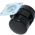 Zwenkwiel voor stoelen met zacht zwart loopvlak met plaat