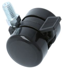 Zwenkwiel met rem voor stoelen met zacht zwart loopvlak M10