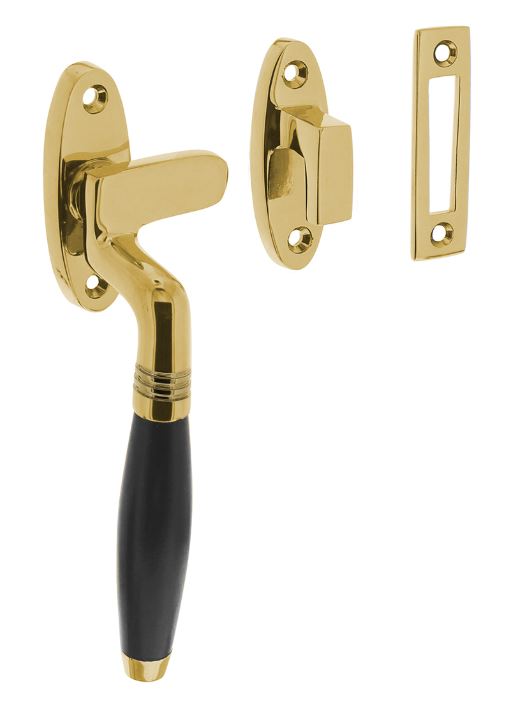 Intersteel Raamsluiting Ton Model Links messing Gelakt/Ebbenhout