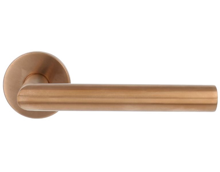 Deurklink BASIC LBII-19 op ronde rozet PVD mat brons