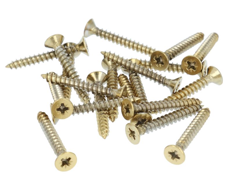 20 stuks Houtschroeven pozidrive 3.7X30 mm PVD Goud