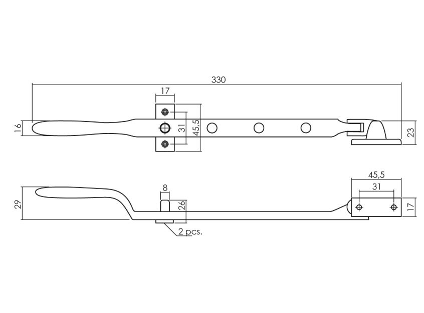 Intersteel Raamuitzetter met 2 stelpennen zwart - Afbeelding 2