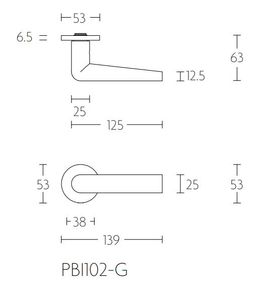 Deurklink PIET BOON INC PBI102-G mat rvs - Afbeelding 2