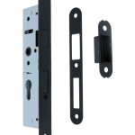 Magneet smal cilinderslot PC55 Met zwarte Rechte Voorplaat