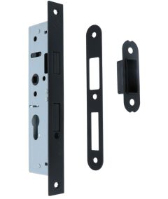 Magneet smal cilinderslot PC55 Met zwarte Rechte Voorplaat