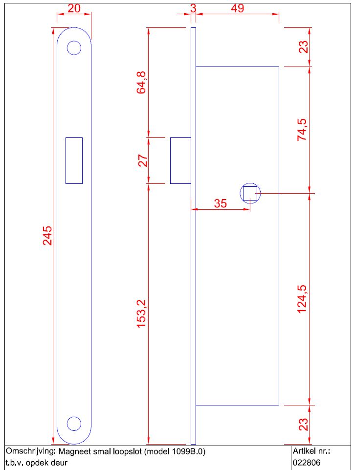 Magneet smal loopslot Met zwarte Ronde Voorplaat - Afbeelding 2