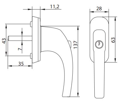 Draaikiepgarnituur LUNA Afsluitbaar Aluminium Wit - Afbeelding 2