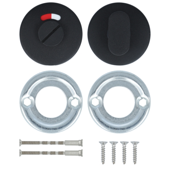 Toilet-garnituur zwart rond (rood/wit) - Afbeelding 2