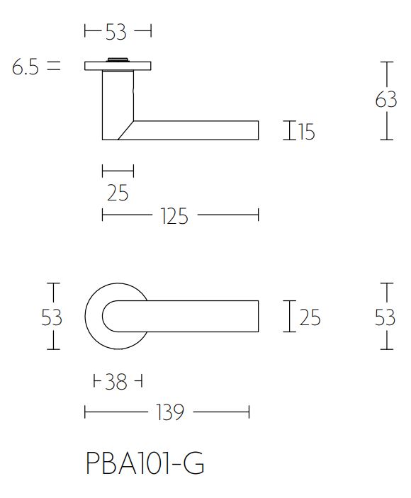 Enkele deurklink rechts PIET BOON ARC PBA101 mat rvs - Afbeelding 2